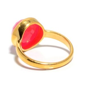Nouvelle Arrivée Bagues De Fiançailles Plaqué Or Femmes Fuchsia Calcédoine Bagues Calcédoine Gemme Bague Plaqué Or - Product Image 2