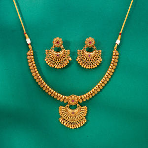 ชุดสร้อยคอทองชุบแบบคลาสสิกโบราณสำหรับผู้หญิงและเด็กผู้หญิง เครื่องประดับทองเหลืองทันสมัยสำหรับงานแต่งงาน แบบโซ่เส้น - Product Image 3