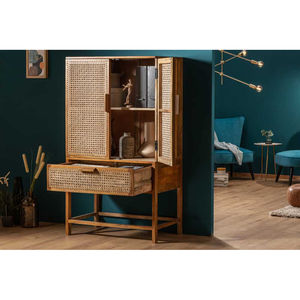 Rattan Mango Wood <b>Cabinet</b> Indian Acacia Wood Storage Unit <b>Rustic</b> Handmade Furniture OEM/ODM Exporter Custom Design - Product Image 6