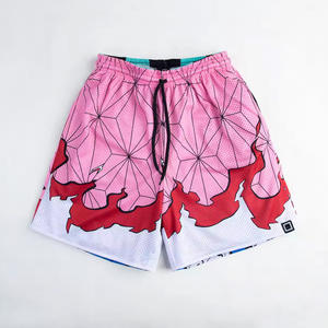 Pantalones cortos de malla de poliéster a la moda de verano, pantalones cortos de baloncesto con cordón para hombre con estampado completo personalizado y bolsillos con cremallera - Product Image 2