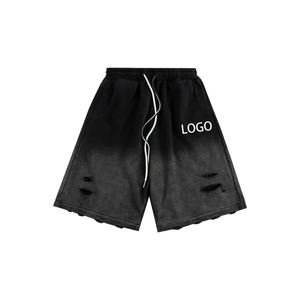 Venta al por mayor de pantalones cortos de lavado ácido Vintage para los hombres Sun Faded French Terry Cotton Jogger High Street Style Solid Pattern Type - Product Image 3