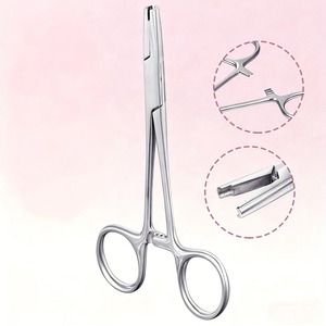 Forceps manuel en acier inoxydable pour ancrage dermique 3 et 5 mm, instrument de piercing corporel avec porte-aiguille en plastique, certifié CE classe I - Product Image 3