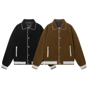 Chaquetas de Hombre de Pana de Alta Calidad, con Logotipo Personalizado, Chaqueta de Cuero PU, Estilo Urbano, Bordado, Talla Grande - Product Image 1