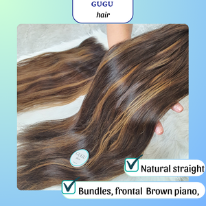 Extensions de cheveux humains droits en os Paquets droits naturels-Cheveux brésiliens Remy bruts vietnamiens de qualité a (couleur piano) - Product Image 2