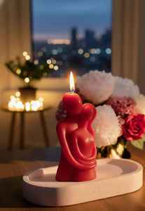 Bougie parfumée en cire de soja écologique en forme de couple pour la Saint-Valentin, bougie artisanale disponible au prix de fabrication - Product Image 4