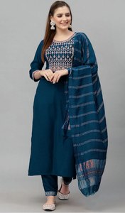 Anarkali reyon ชุดเดรสพิมพ์ลายทองคำเปลวอินเดีย - Product Image 5