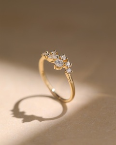 Anillo de racimo de moissanita de corte redondo de 2mm | Marquesa y banda de acento redondo | Joyería fina de Boda nupcial de oro y plata OEM - Product Image 4