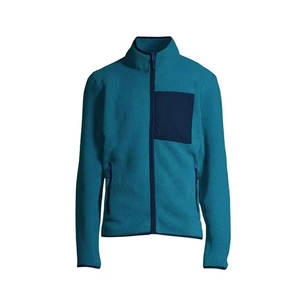 OEM Service Custom Design <b>Sherpa</b> Jacket Winter <b>Men's</b> Clothing Cotton <b>Fleece</b> Material Stand Collar Front Logo Breathable - Product Image 1