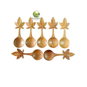 Cucharas de Té de Madera con Diseño Floral, Mango Largo, No Tóxicas, Ecológicas, Creativas, Hechas a Mano en Vietnam, Regalos - Product Image 4