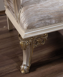 Luxury Royal French Style <b>Armchair</b> with Hand-Carved Gold Leaf <b>Wood</b> Frame - Product Image 3