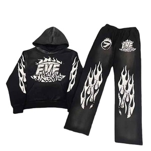 Sweat à capuche classique Jogger DTF survêtements respirants ensemble Streetwear coton lourd deux pièces tenue pour hommes et femmes vêtements décontractés - Product Image 1