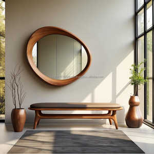 Grand miroir mural décoratif en bois fait à la main, léger, écologique, style Art déco, pour la maison et l'hôtel, marque KALATRI - Product Image 4