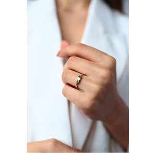 Elegante anillo minimalista de oro de 14 quilates para mujer, diseño étnico con rectángulo y estilo clásico, Festival IGI Certificado de bodas, regalo delicado - Product Image 5