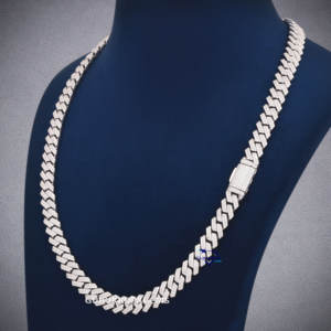 เครื่องประดับฮิปฮอปคุณภาพสูง D VVS moissanite 2แถวเชื่อมโยงคิวบาห่วงโซ่925เงินสเตอร์ลิงสร้อยคอเพชรโมอิส - Product Image 6