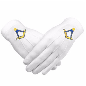 Guantes de algodón bordados a máquina con brújula cuadrada masónica 100% uso diario deportes apropiados guantes de cuero de invierno amarillos para uso diario - Product Image 1
