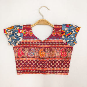 Lehenga Choli Tradicional Rajasthani para Niñas, Estilo Shoryam, Color Granate, Algodón Estampado, Ghagra Choli Largo Hasta el Suelo, para Fiestas y Festividades - Product Image 3