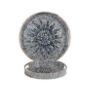 Venta al por mayor de ratán de forma ovalada de alta calidad con bandejas para servir nácar con varios colores de Vietnam Bandeja de ratán de perla - Product Image 6