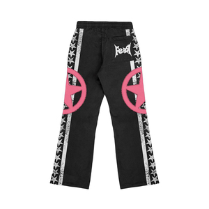 Customized Winter Hooded Breathable Printed Oversize Distressed Patch <b>Embroidery</b> Rhinestone Hoodie Sweatpants <b>Set</b> Acid Wash - Product Image 5