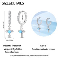 Sterling Silber Zirkon Kreuz Ohrstecker Kleines Blumendesign Schutzengel Mode-Schmuck Luxus Verlobungs-Accessoires