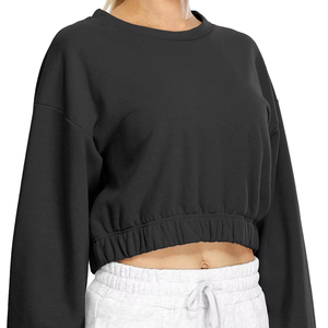 Profesional y elegante mujer casual corto sudor traje Fitness Zip up sudaderas conjuntos personalizados mujeres Crop Top Sudadera con capucha conjunto - Product Image 5