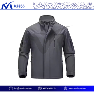 ¡Novedad de 2025! Chaquetas para exteriores de manga larga de Color gris sólido, chaqueta Softshell de tela ligera de alta calidad con cremallera holgada - Product Image 2
