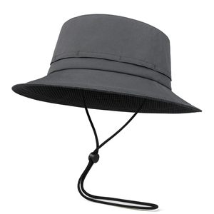 Casquette de randonnée imperméable à l'eau avec logo personnalisé résistant à la protection UV Chapeau de pêcheur Boonie à large bord avec ficelle - Product Image 2