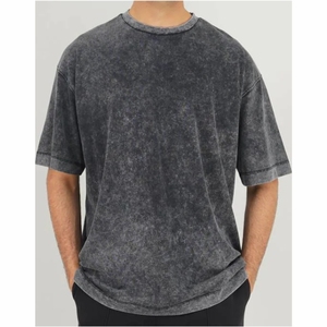 Camiseta para hombre Venta al por mayor High Street Hip Hop Custom Logo Oversized Acid Wash Camiseta Hombres Vintage Washed T Shirt - Product Image 1