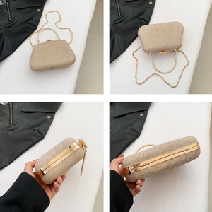 Mini sacs à <span class=keywords><strong>bandoulière</strong></span> en tweed avec chaîne <span class=keywords><strong>dorée</strong></span> détachable, petit <span class=keywords><strong>sac</strong></span> à main de luxe vintage pour femmes, pour fêtes, mariages, usage quotidien - Product Image 3