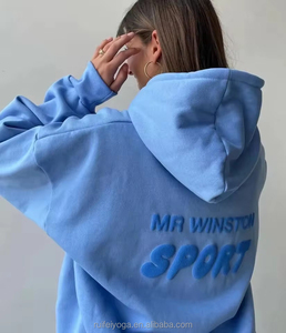 เสื้อมีฮู้ดโอเวอร์ไซส์สำหรับผู้หญิงผ้าคอตตอนปักลายแบบไม่มีเชือกหนา - Product Image 1