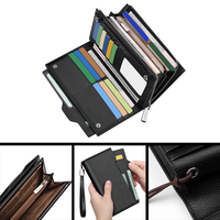 Dompet Panjang Pria Vintage PU dengan Kancing, Kualitas Tinggi, Gaya Hip-Hop, Tempat Kartu Kredit, Lapisan Kulit Asli, Merek Kustom, Desain Kustom