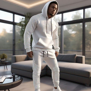 Personalizar Rhinestone Chándal Hombres Jogging Wear Sudadera con capucha Personalizado Rhinestone Pantalones de chándal Conjuntos Jogger Rhinestone Chándal Hombres - Product Image 6