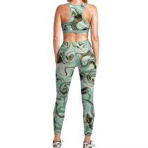 Conjunto de Yoga para Mujer con Estampado de Sublimación 3D Personalizado al por Mayor, Conjunto Deportivo de 2 Piezas sin Costuras, Sujetador Deportivo y Leggings de Secado Rápido y Transpirable para Gimnasio - Product Image 2