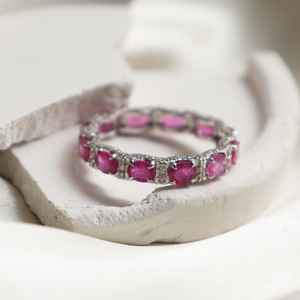 Anillo de Eternidad con Rubí Rosa, Joyería Elegante para Mujer, Uso Diario con Estilo, Regalo, Diseño de Lujo, Artículo de Primera Calidad - Product Image 4