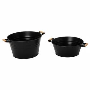 Cubo de Metal Galvanizado con Recubrimiento de Polvo Negro de Diseño Elegante con Asa, Accesorio de Jardín, Cubo para Flores a Excelente Precio - Product Image 3