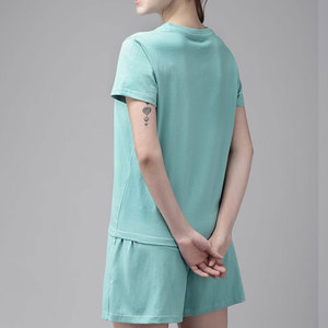 Haute qualité femmes été tricot 2 pièces Shorts ensemble à la mode attrayant couleur respirant au-dessus du genou longueur solide motif - Product Image 3