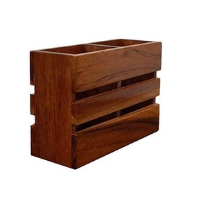 Porte-ustensiles de cuisine en bois Porte-couverts en bois Boîte de rangement Support polyvalent - Product Image 5