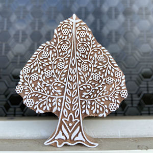 Floral Tree <b>Wood</b> <b>Block</b> Stamp| Paisley Floral Print | Indian Textile <b>Block</b> Fabric, Paper, Hand Palm Stamping - Product Image 1