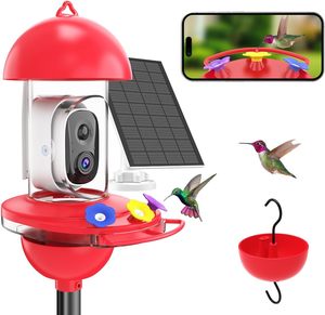 Mangeoire à colibris solaire avec caméra IA 2K, vision en direct, notifications instantanées, enregistrement vidéo automatique, anti-fourmis et abeilles, longue autonomie - Product Image 1