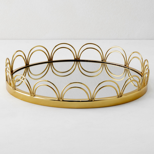 Modern <b>Vintage</b> <b>Gold</b> Metal Framed <b>Mirror</b> Tray Multi-Functional Storage Luxury Rectangle Serving Tray Art Theme Home Decor - Product Image 4