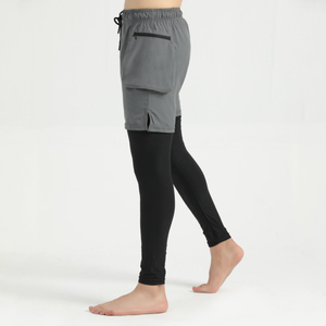 Shorts cargo gris pour homme avec poches, taille à cordon de serrage, séchage rapide, légers, style bermuda, vêtements de sport décontractés - Product Image 4