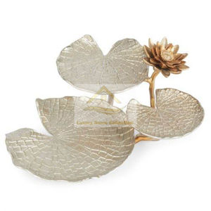 ชามแฟนซีดอกบัวรูปร่างสีเงินสามในหนึ่งเดียวที่มีสีทองจับอาหารเย็นคุณภาพที่เหนือกว่าเสิร์ฟจานและชาม - Product Image 1