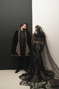 Robe Caftan de Mariée Traditionnelle Algérienne Coupe Sirène Élégante 2025 avec Perles de Verre en Cristal, Pierres et Travail Dabka - Product Image 4