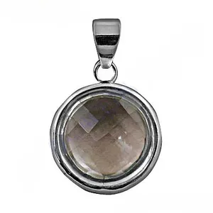 Pendentif Solitaire Minimaliste Élégant et Intemporel en Argent 925 avec Cristal Naturel Facetté, Sertissage Bezel, Charme Unisexe pour Usage Quotidien - Product Image 1