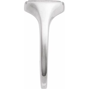 14K White Gold Round Signet <b>Ring</b> <b>for</b> <b>Men</b> Everyday Wear with Animal Pattern and Invisible Setting Rhodium Plating Engravable - Product Image 2