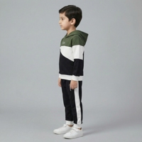 Ensemble de survêtement d'hiver pour enfants grande taille, deux pièces, sweat à capuche et pantalon de jogging, respirant, 100% coton, color block, décontracté, unisexe, élastique