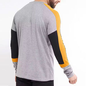 T-shirt uni à manches longues en tissu tricoté en coton 100% lourd pour homme personnalisé - Product Image 5