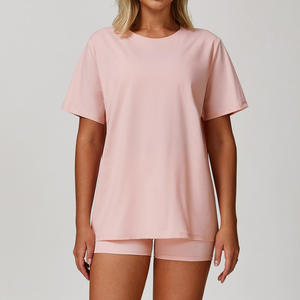 T-shirt de sport décontracté pour femmes tendance, à séchage rapide, pour la course à pied en plein air, la salle de sport, respirant, polyvalent, manches courtes, col rond, coupe ample - Product Image 5
