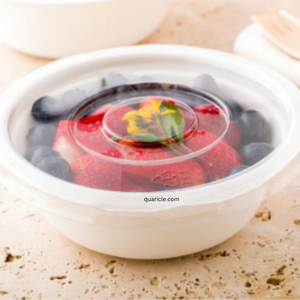 Tazón Desechable Biodegradable Ecológico de 12 oz, Hecho de Bagazo, con Tapa Plana de PET, Forma Redonda, Diseño Moderno para Restaurantes y Hoteles - Product Image 6