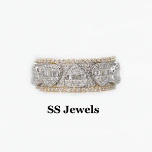 VVS Baguette Moissanite Diamant 925 Argent Bijoux Personnalisés Triangle Incrustation Bague avec Coeur Design Cadeau pour Hommes et Femmes - Product Image 4