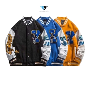 แจ็กเก็ตเบสบอลสำหรับผู้ชายเสื้อแจ็กเก็ตกันหนาวแบบลำลองปกตั้งมีหลายสี - Product Image 1
